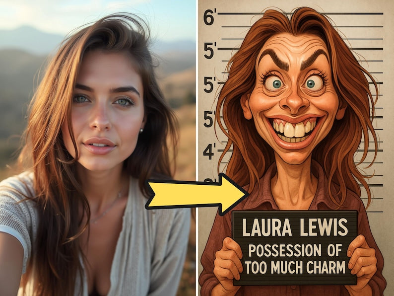 🎨😜 Custom Funny Mugshot Caricature Portraits