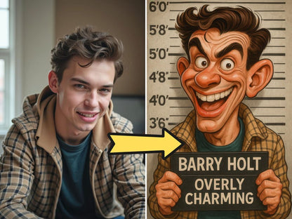 🎨😜 Custom Funny Mugshot Caricature Portraits