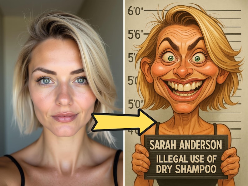 🎨😜 Custom Funny Mugshot Caricature Portraits