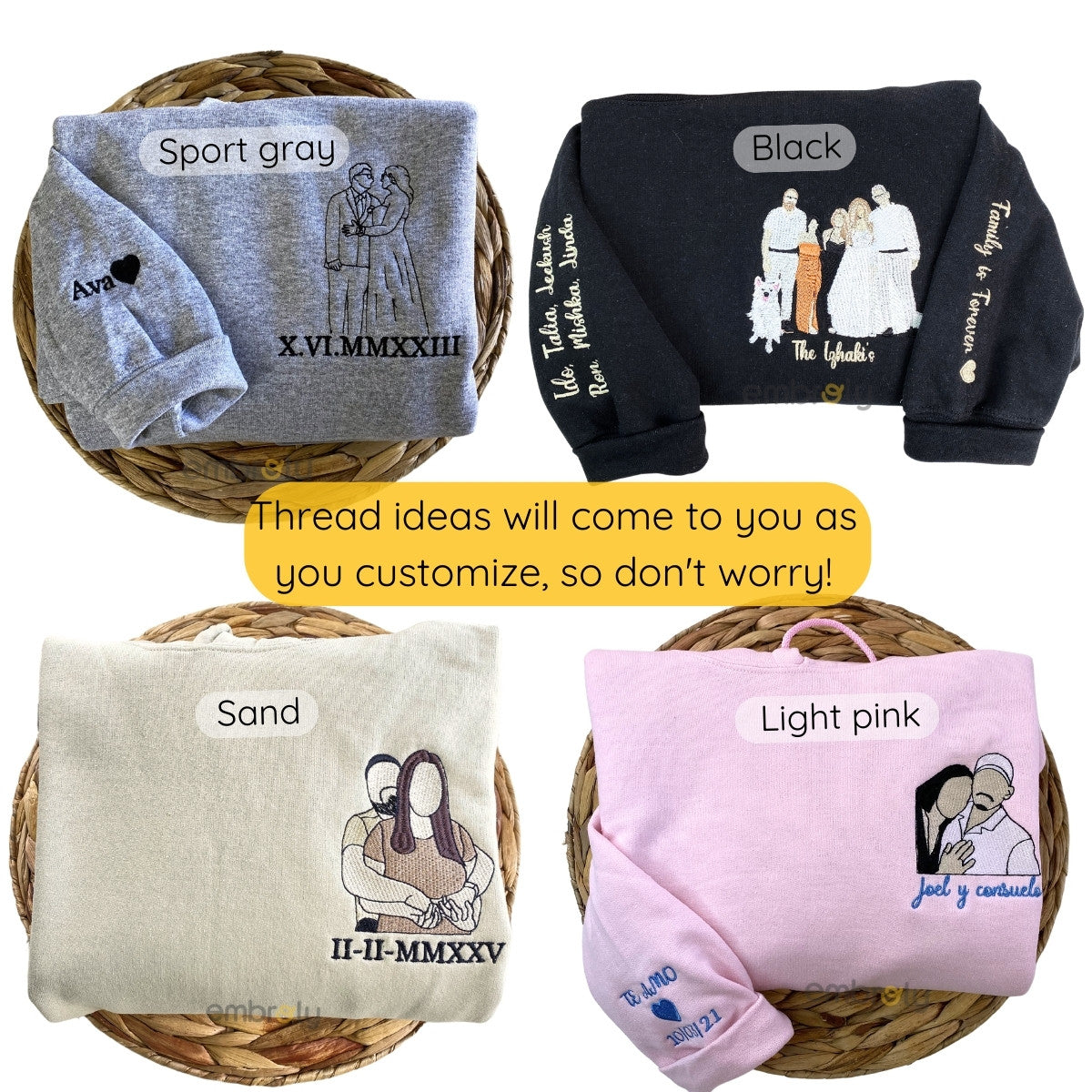 Custom Photo Embroidered Hoodie & Sweatshirt
